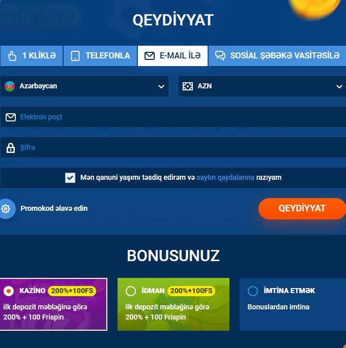 Şəxsi hesabınıza heç bir problem olmadan daxil olmaq üçün qeydiyyatdan keçin