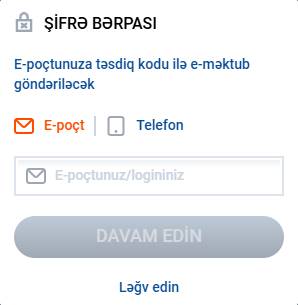 Hesabınıza daxil olmaqda problem yaşasanız, parolunuzu bərpa edin